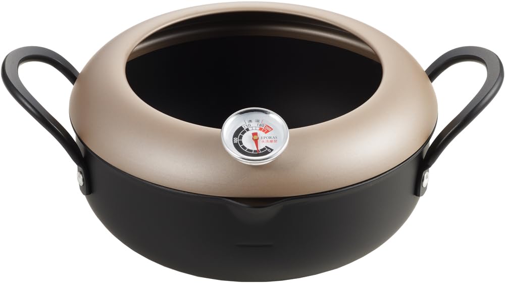 Amazon｜タマハシ 揚げ天 温度計付き天ぷら鍋 20cm AT-20W ブラック 約